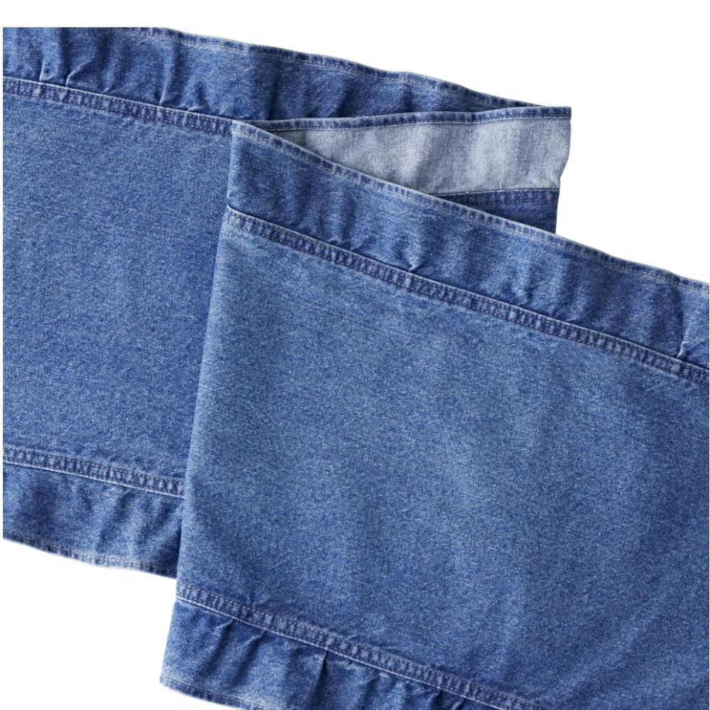 π The Pioneer Woman Ruffle Blue Denim Table Runner Linens - Picture 2 of 3